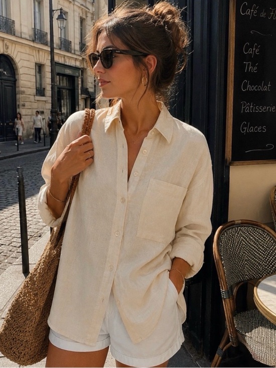 Abercrombie & Fitch Tops - Abercrombie & Fitch Oversized Linen Blend Button Front Shirt